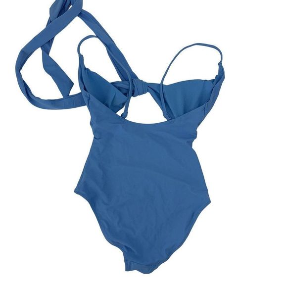 Wave Sz S One Piece Tie front Cutout Light Blue Lined Swimsuit One Piece 2741 - Picture 5 of 5